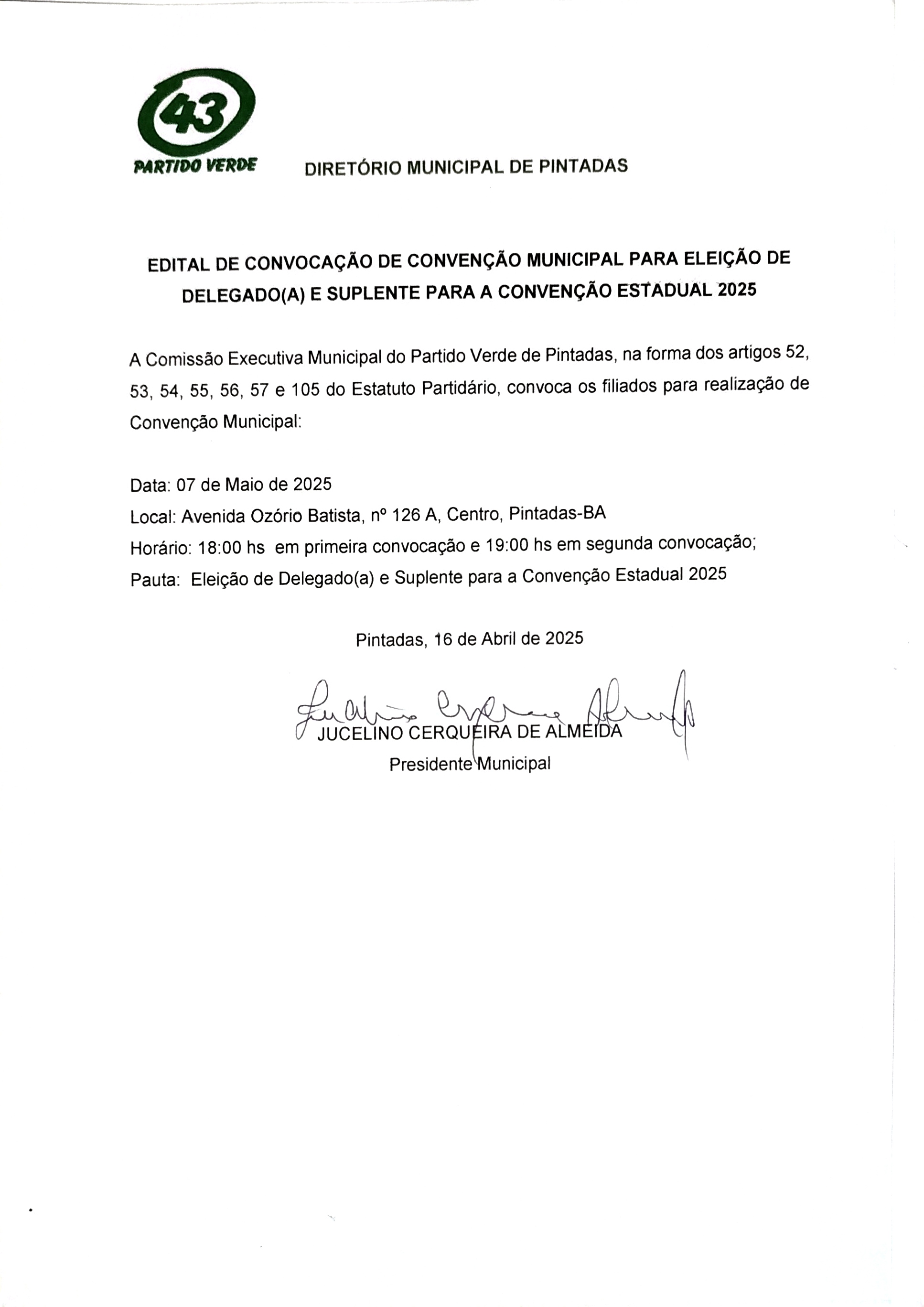 EDITAL DE CONVOCAÇÃO