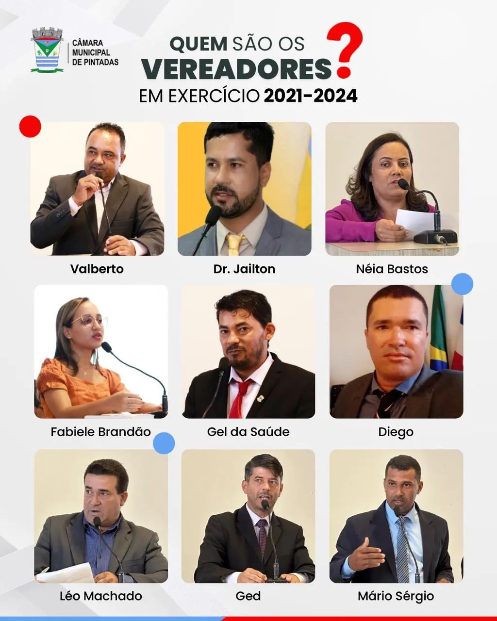 Quem são os Vereadores em exercício 2021-2024?